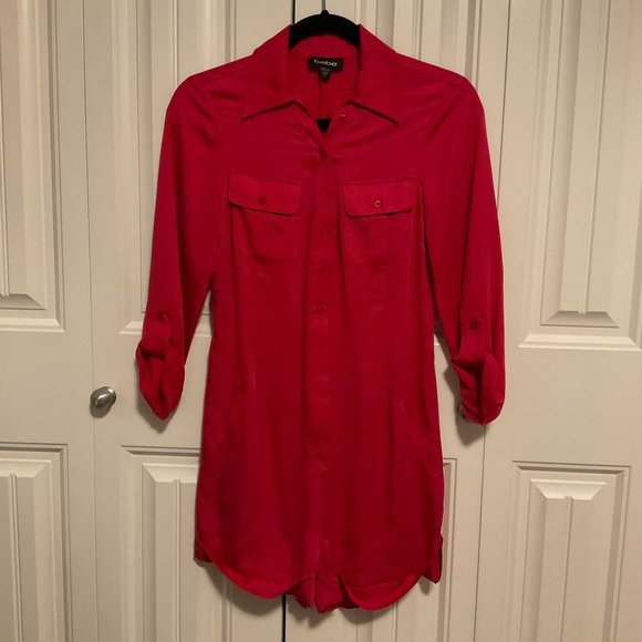bebe Hot Pink Button Down Romper - Picture 4 of 7